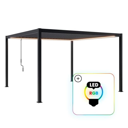 Pergola ogrodowa tarasowa aluminiowa NORDVIC Skyline LED Light 4 x 4 m Antracyt